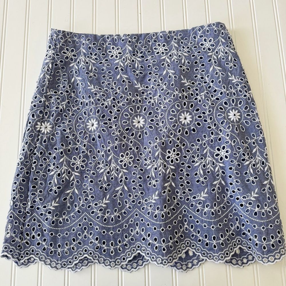 Loft Embroidered Scalloped Shift Skirt - Size 4